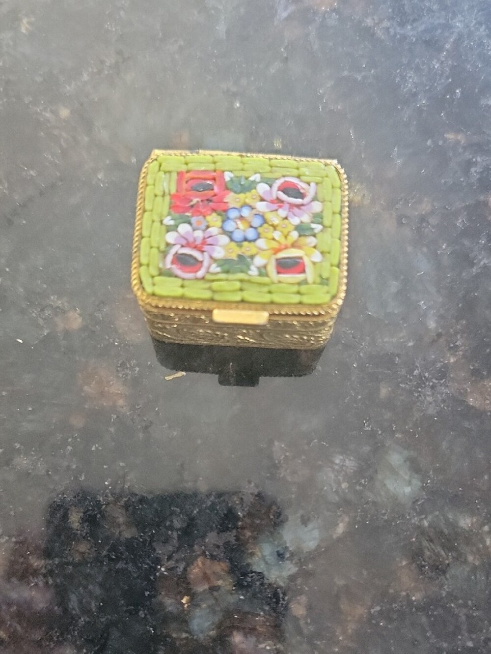 Mini Decorative Enamel Trinket Box with Floral Motif - Picture 2 of 5